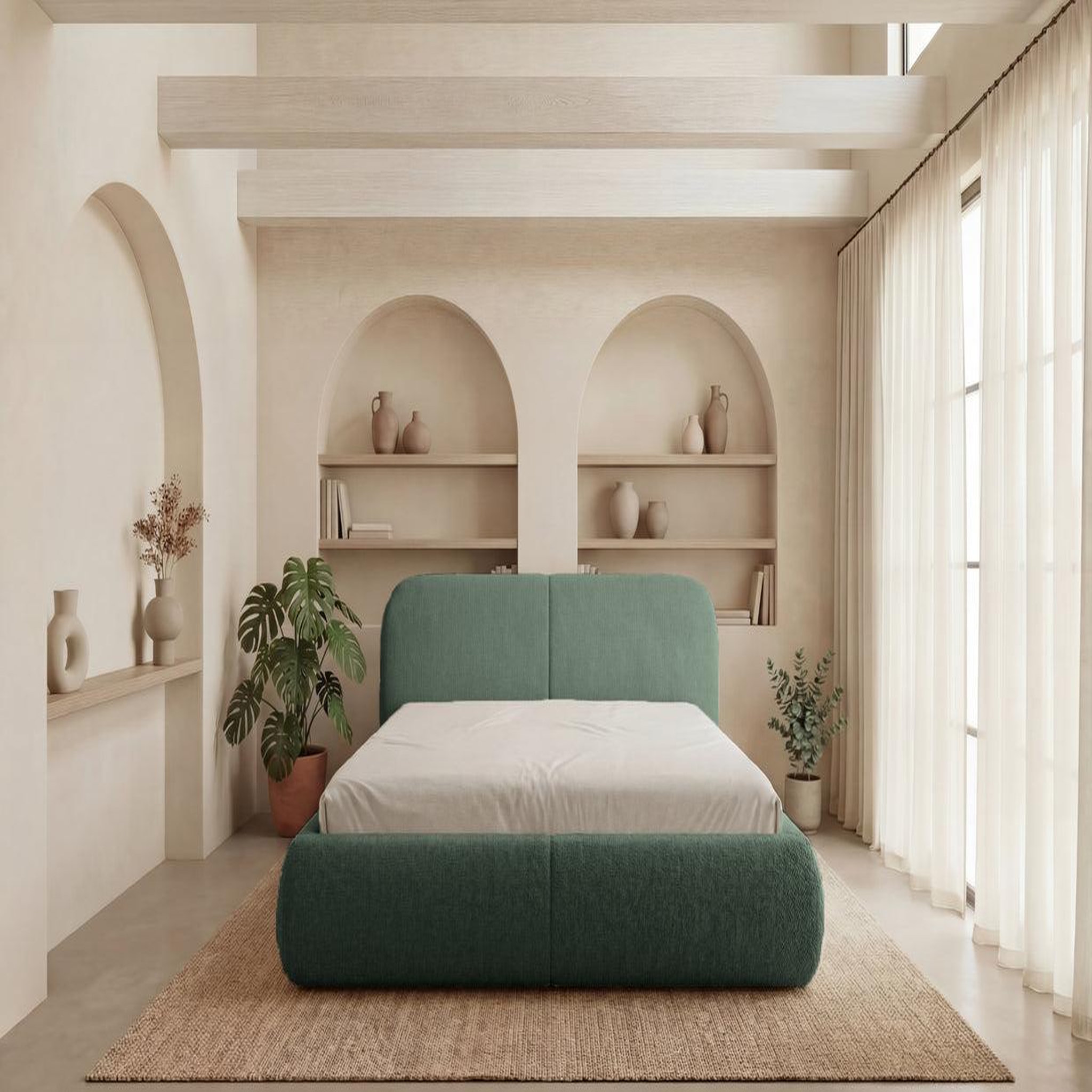 Voir la diapositive 5 : CASANOVA PARIS Delora - lit coffre vert tissu chenille