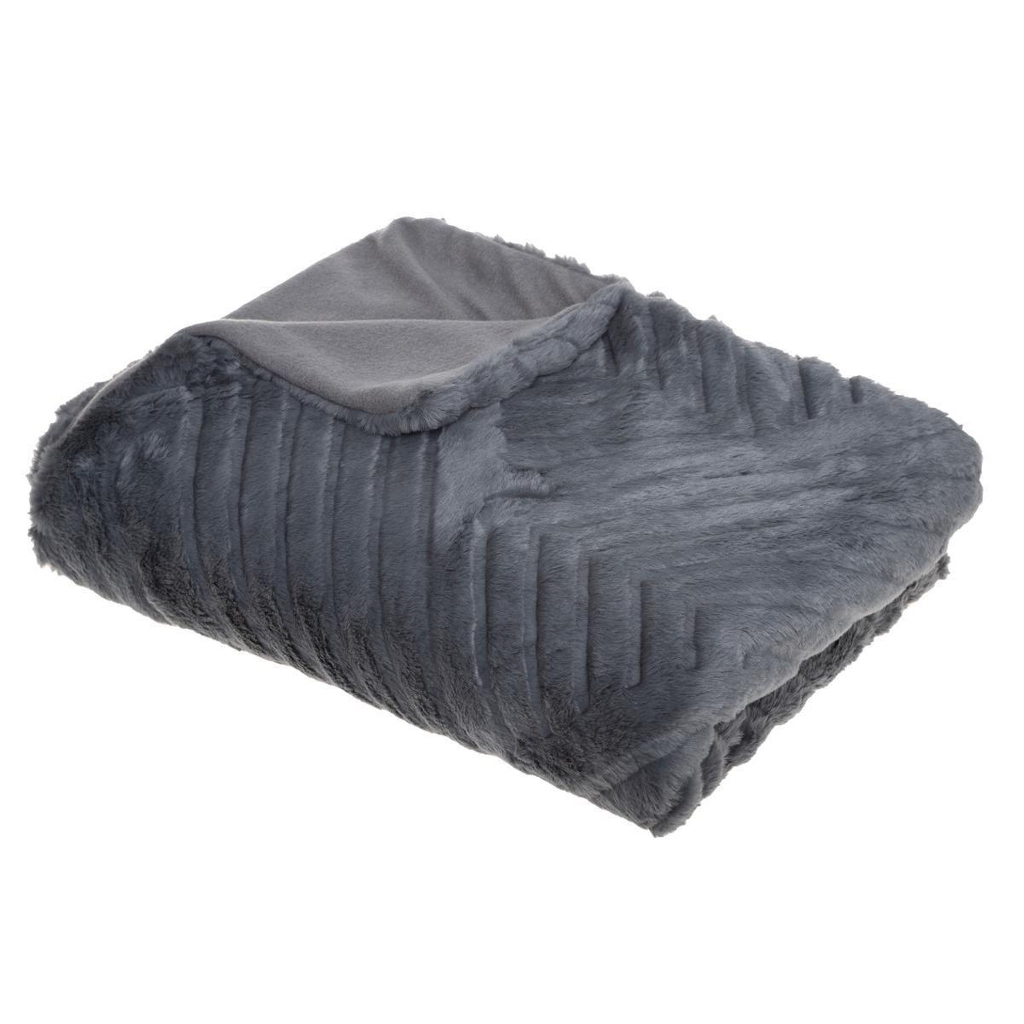 ATMOSPHERA Plaid imitation fourrure  geo  120x160cm gris
