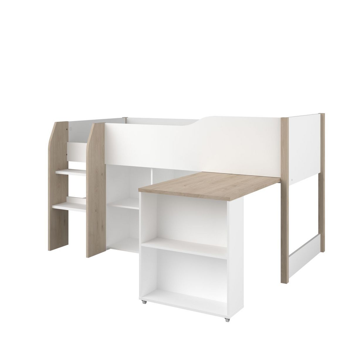 Lit combiné 90x200 cm avec sommier + bureau à roulettes NORWAY