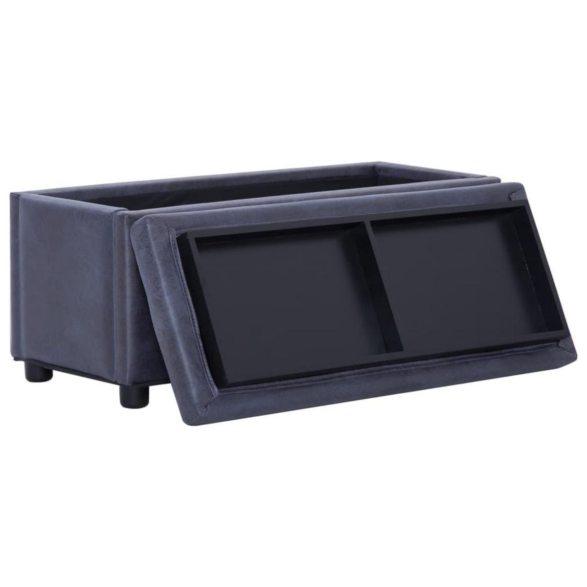 VIDAXL Pouf de rangement 87,5 cm Gris Similicuir daim