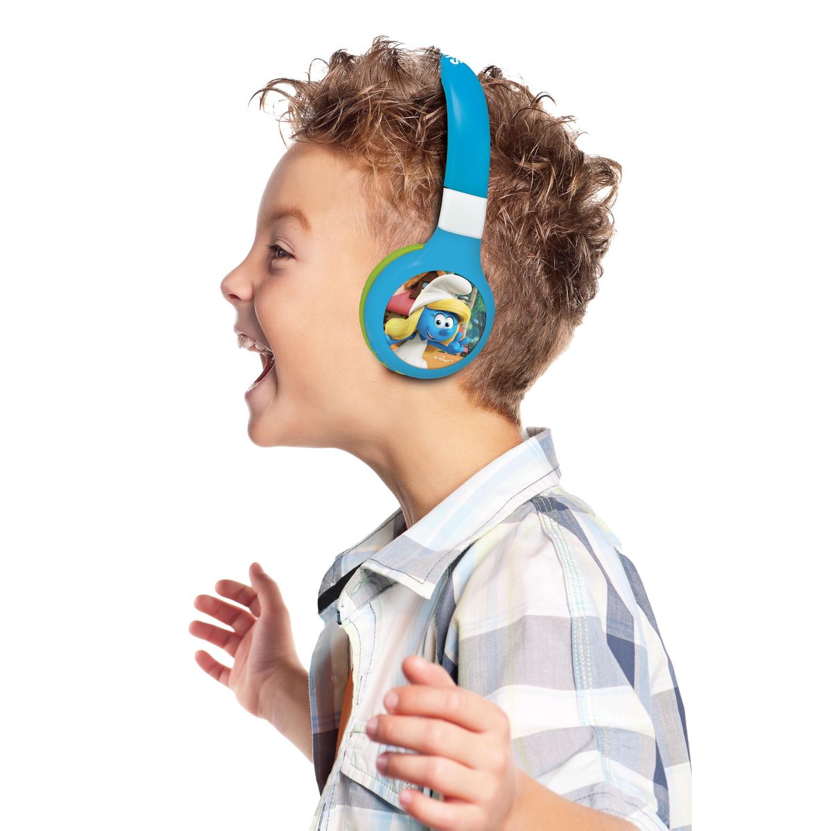 Lexibook Casque 2 en 1 Schtroumpfs Bluetooth et Filaire avec limitation de son