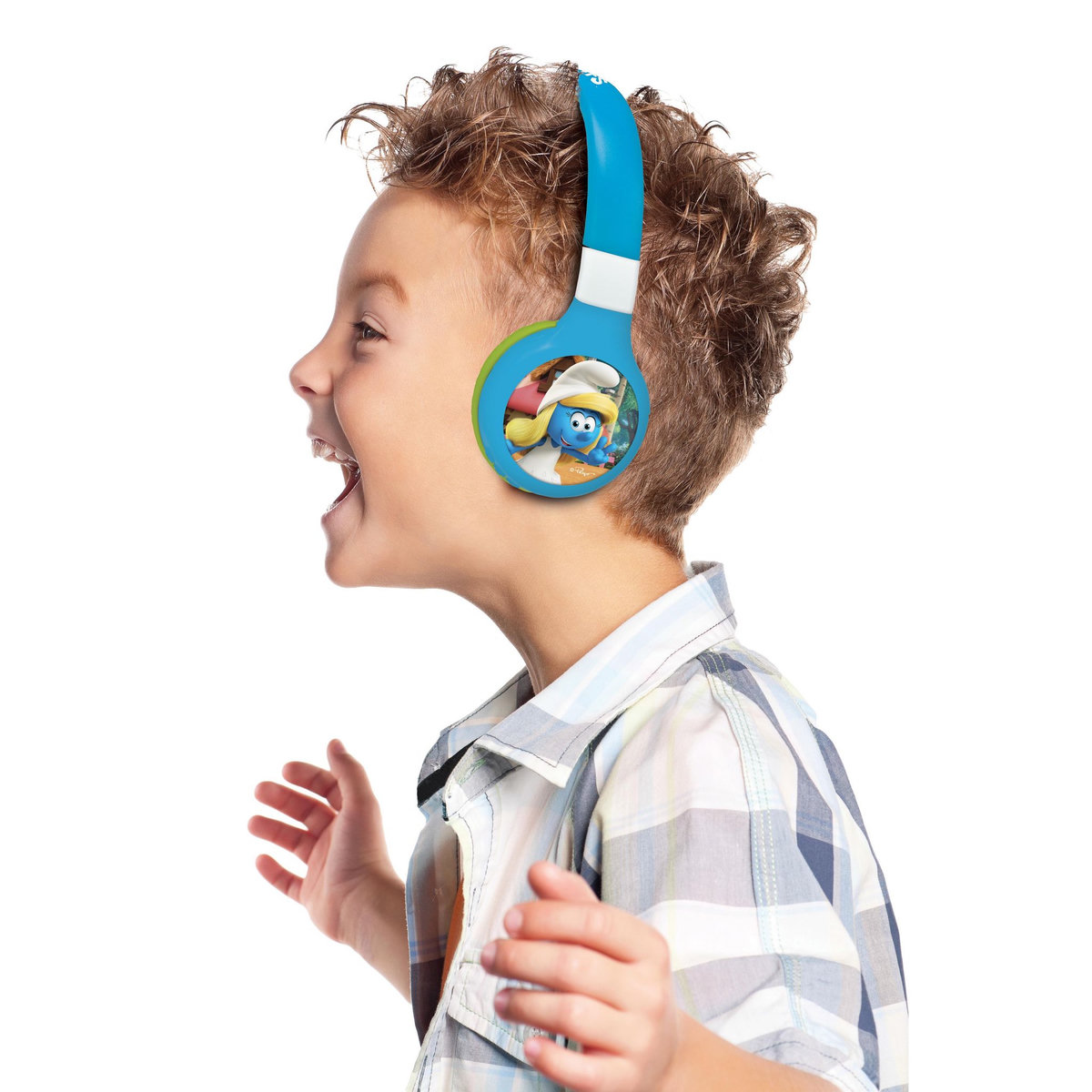 Lexibook Casque 2 en 1 Schtroumpfs Bluetooth et Filaire avec limitation de son