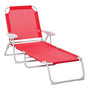 Voir la diapositive 1 : OUTSUNNY Bain de soleil pliable - transat inclinable 4 positions - chaise longue grand confort avec accoudoirs - métal époxy textilène - dim. 160L x 66l x 80H cm - rouge
