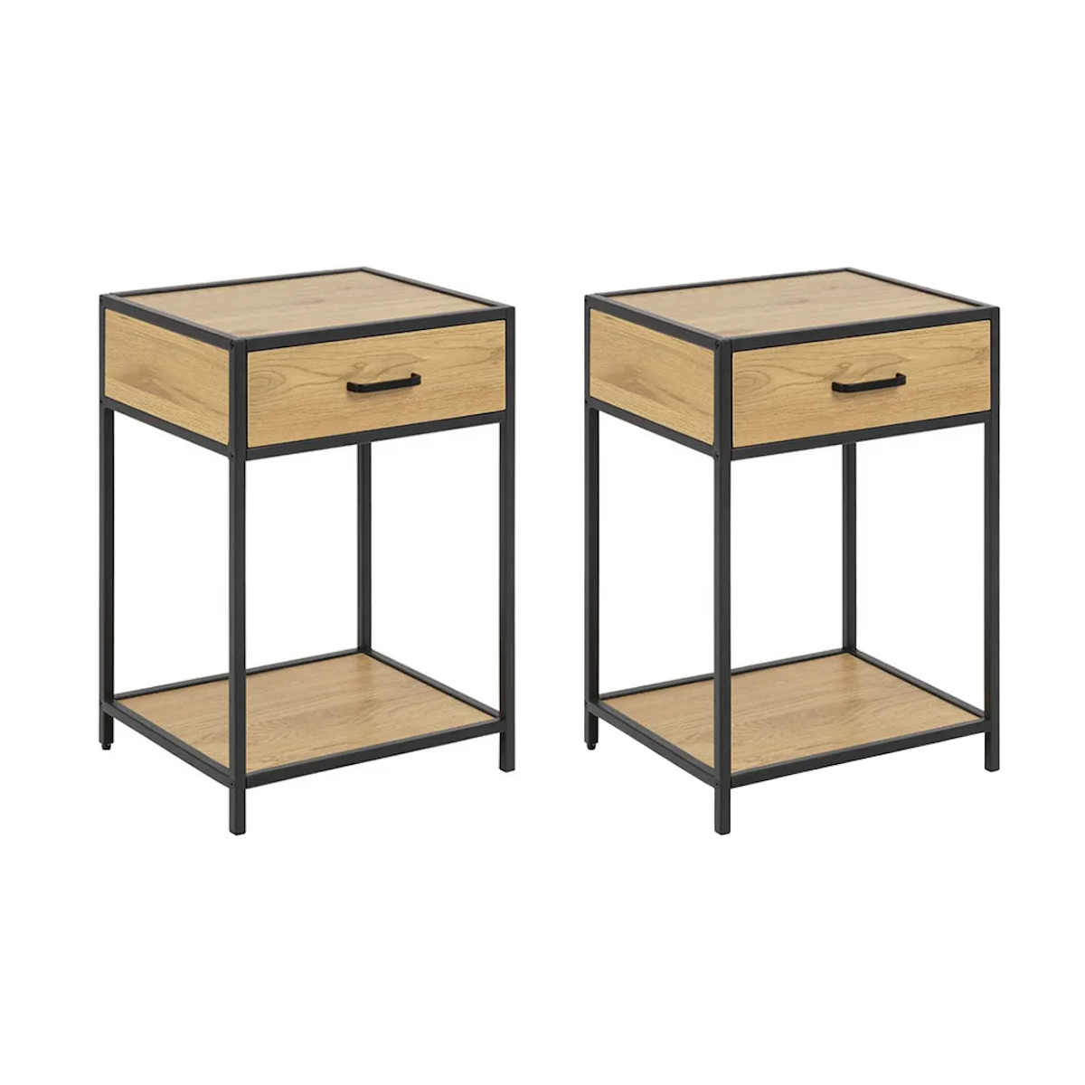 CONCEPT USINE Lot de 2 tables de chevet avec tiroir bois et métal Factory