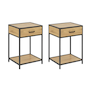 Voir la diapositive 1 : CONCEPT USINE Lot de 2 tables de chevet avec tiroir bois et métal Factory