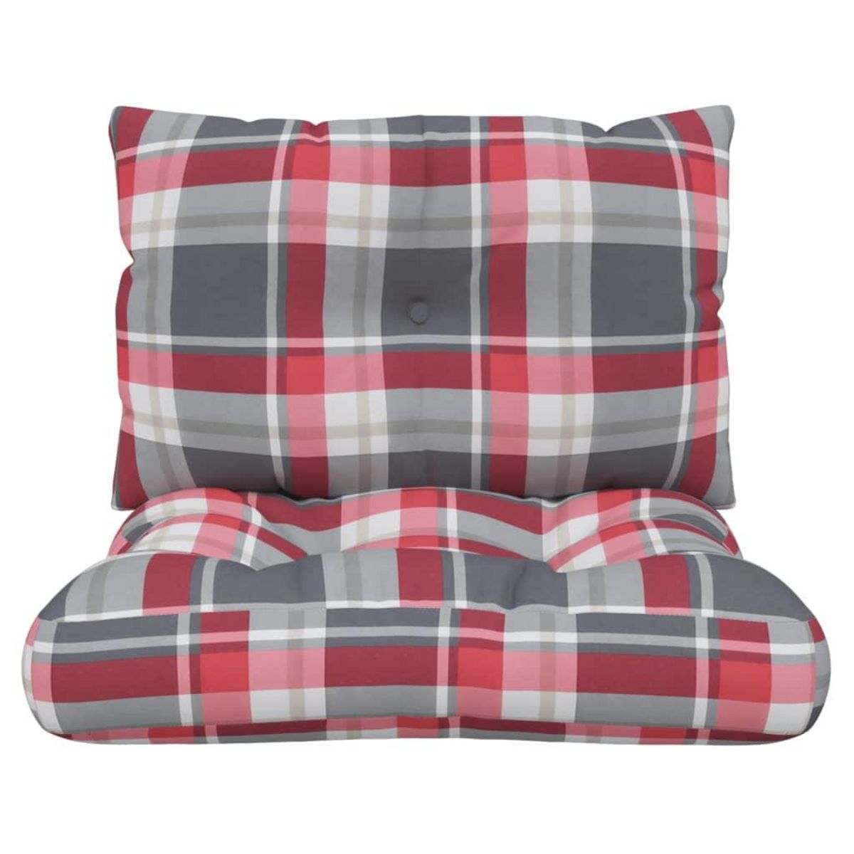 VIDAXL Coussins de palette lot de 2 motif a carreaux rouge tissu