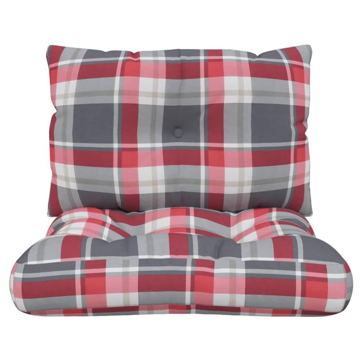 VIDAXL Coussins de palette lot de 2 motif a carreaux rouge tissu