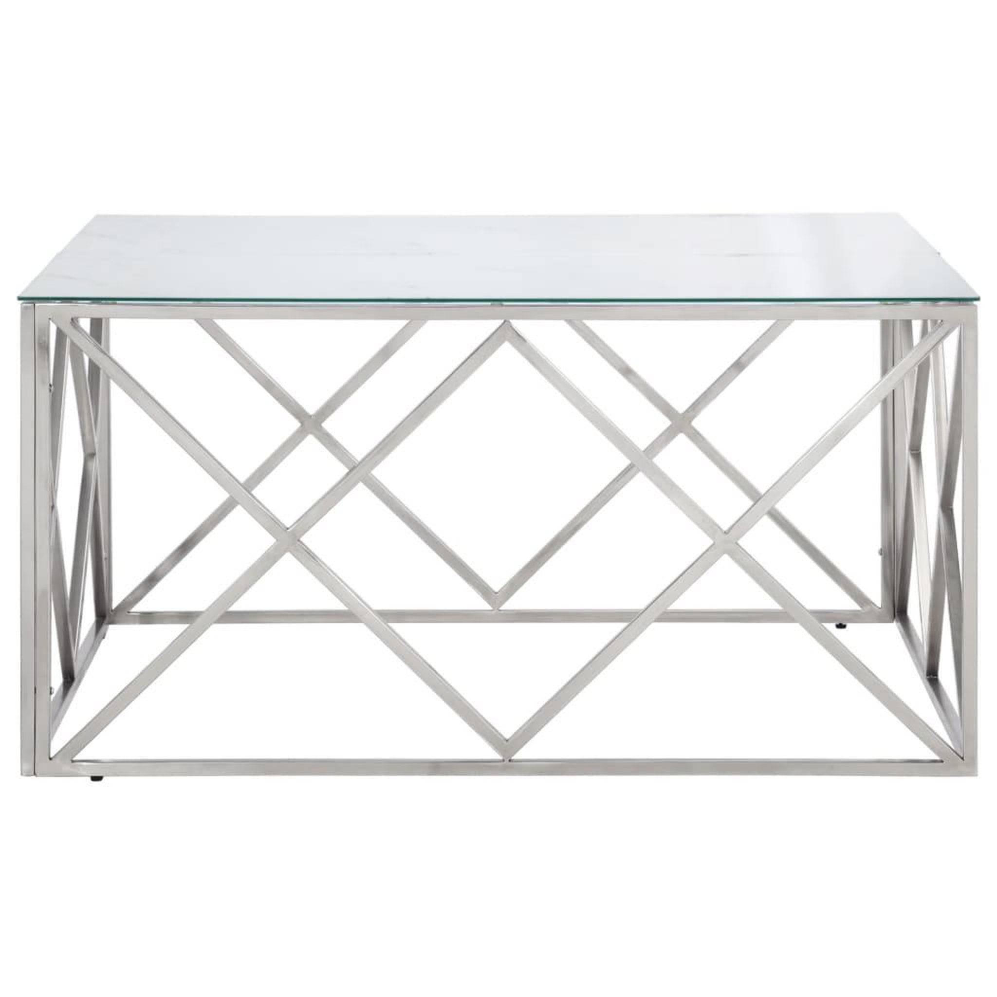 Voir la diapositive 3 : VIDAXL Table basse argente acier inoxydable et verre trempe
