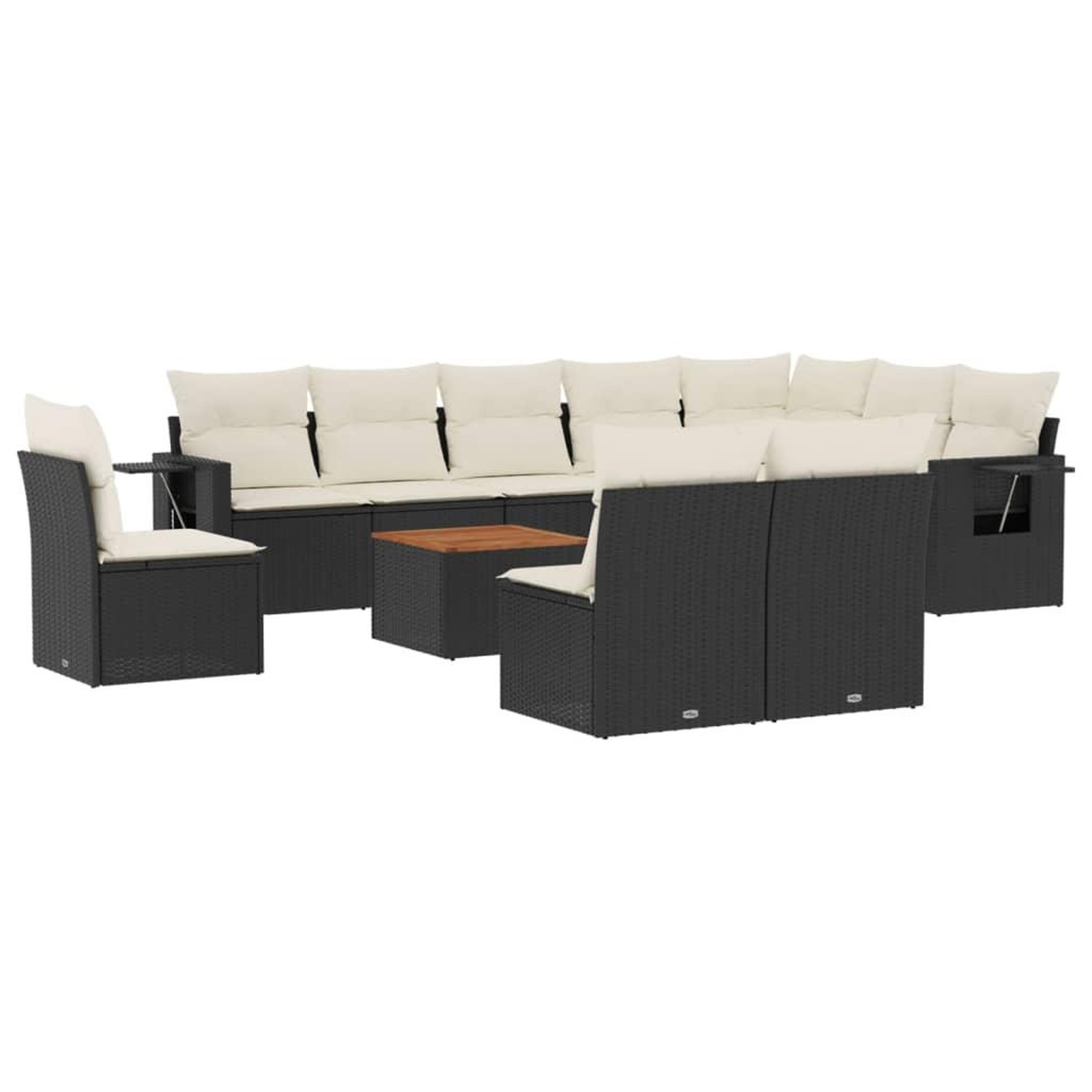 Voir la diapositive 2 : VIDAXL Salon de jardin 11 pcs avec coussins noir resine tressee
