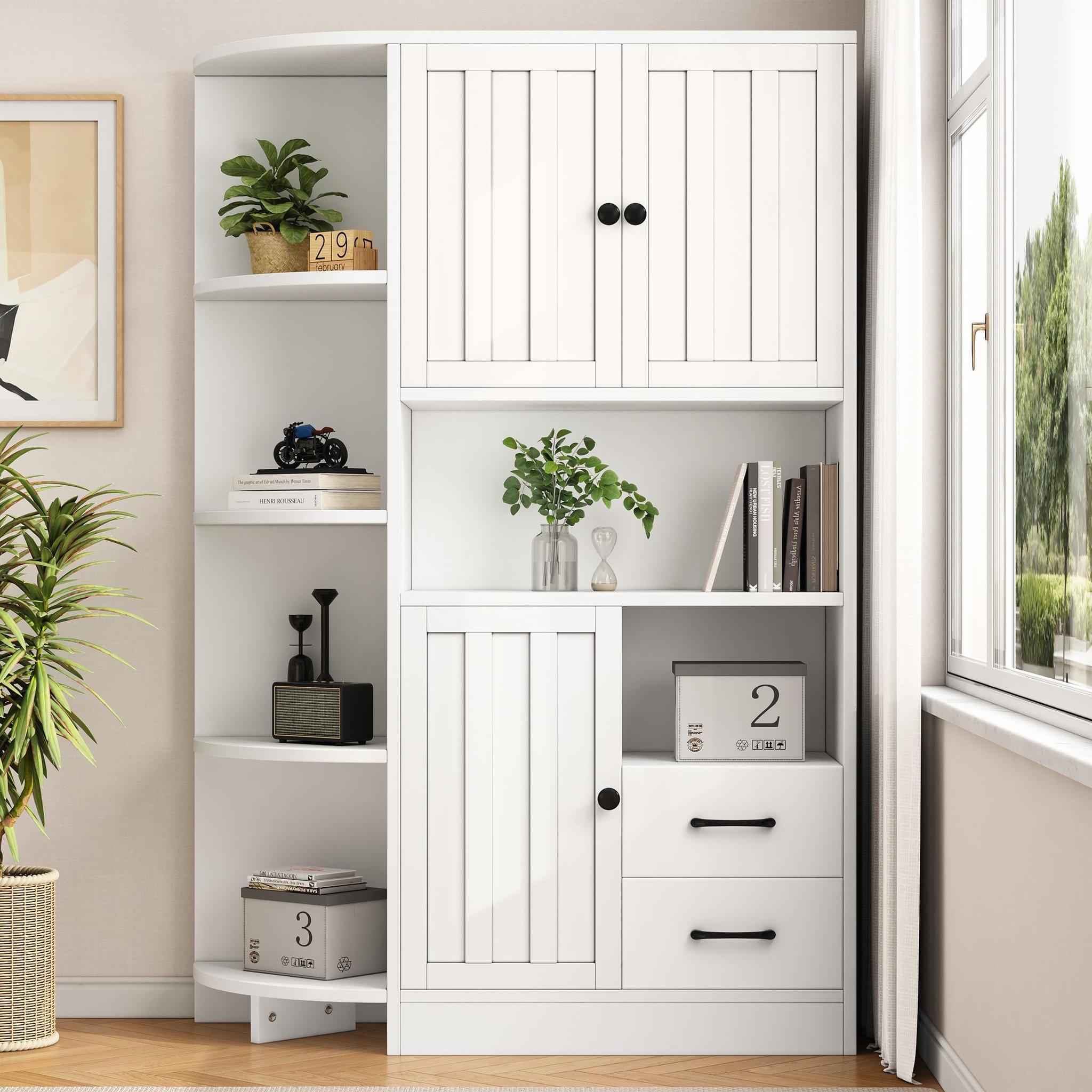Voir la diapositive 2 : MERAX Buffet 3 porte(s) 2 tiroir(s) - 104 cm blanc panneau de particules