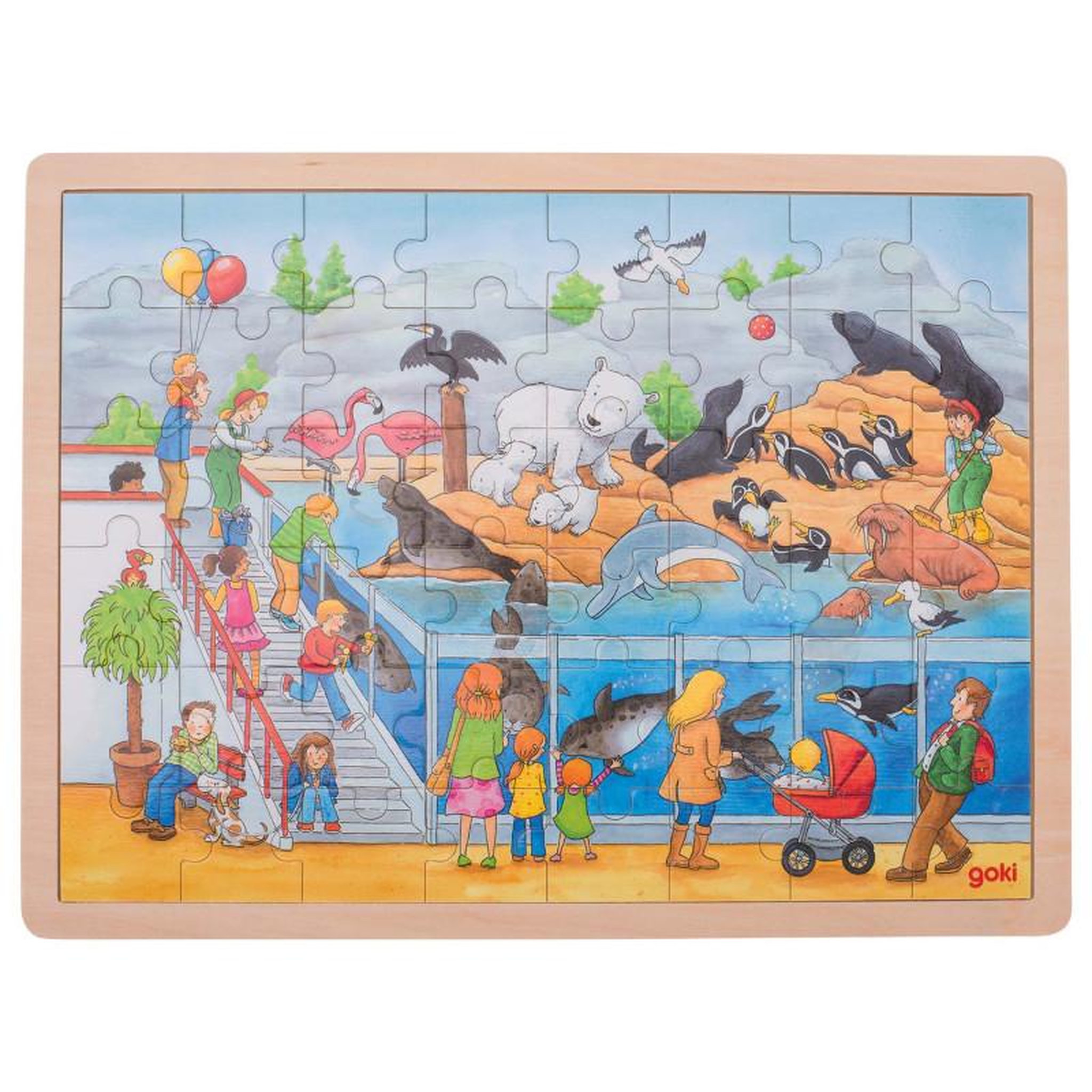 Goki GOKI Wooden Puzzle - Zoo, 48pcs.