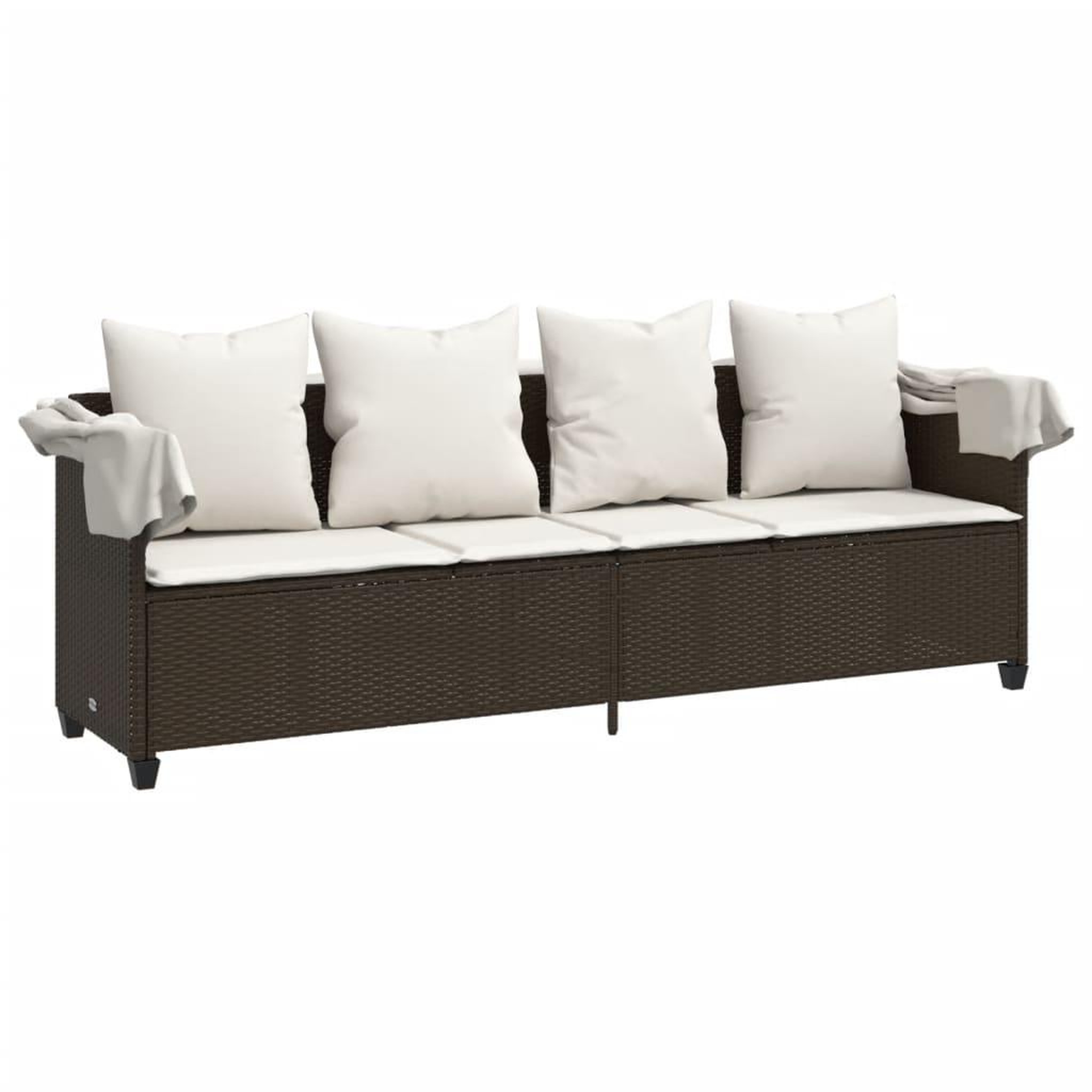 Voir la diapositive 4 : VIDAXL Chaise longue avec auvent et coussins marron resine tressee