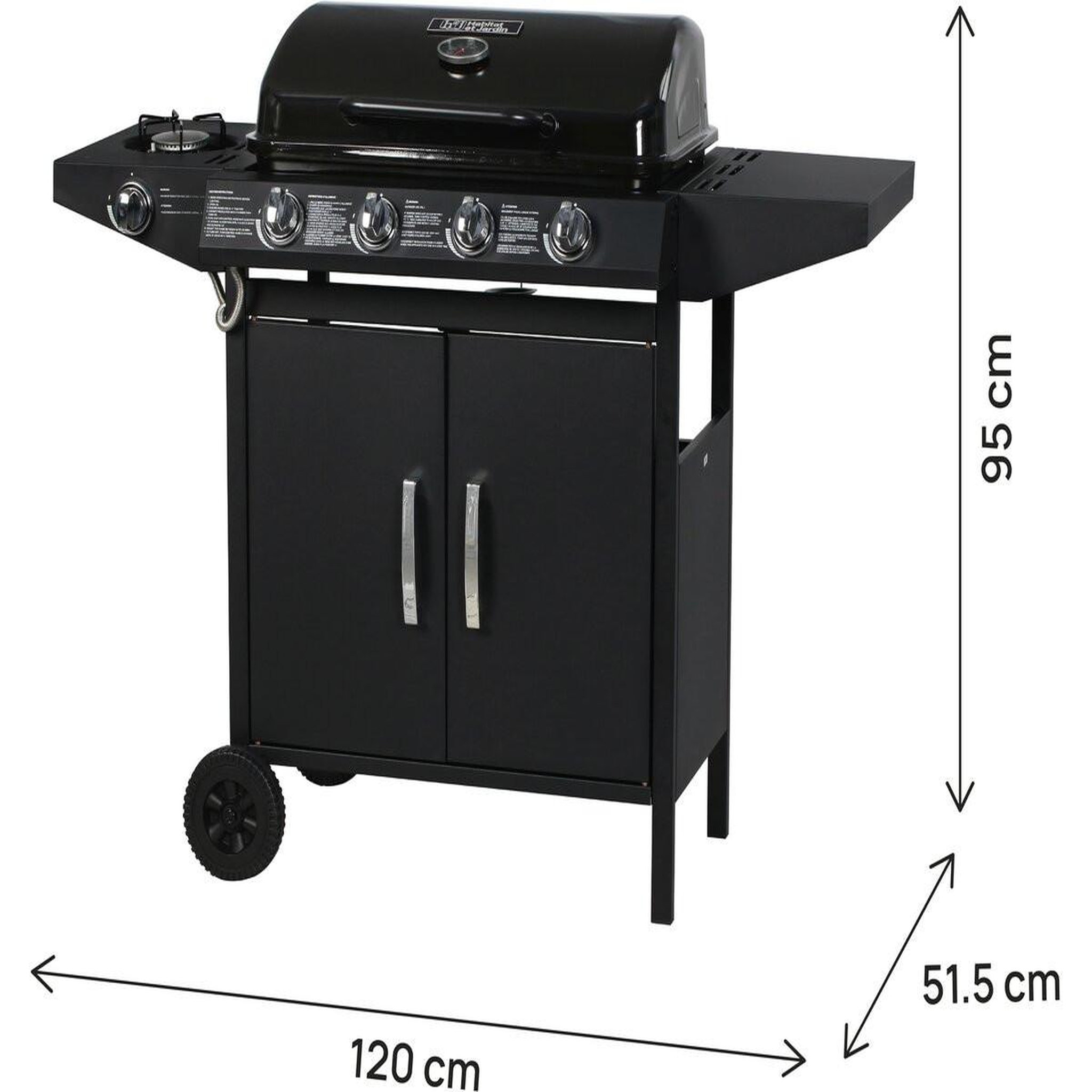 Voir la diapositive 3 : Habitat et Jardin Barbecue gaz  Festa 5  - 5 brûleurs dont 1 latéral - 12.9 Kw- Noir