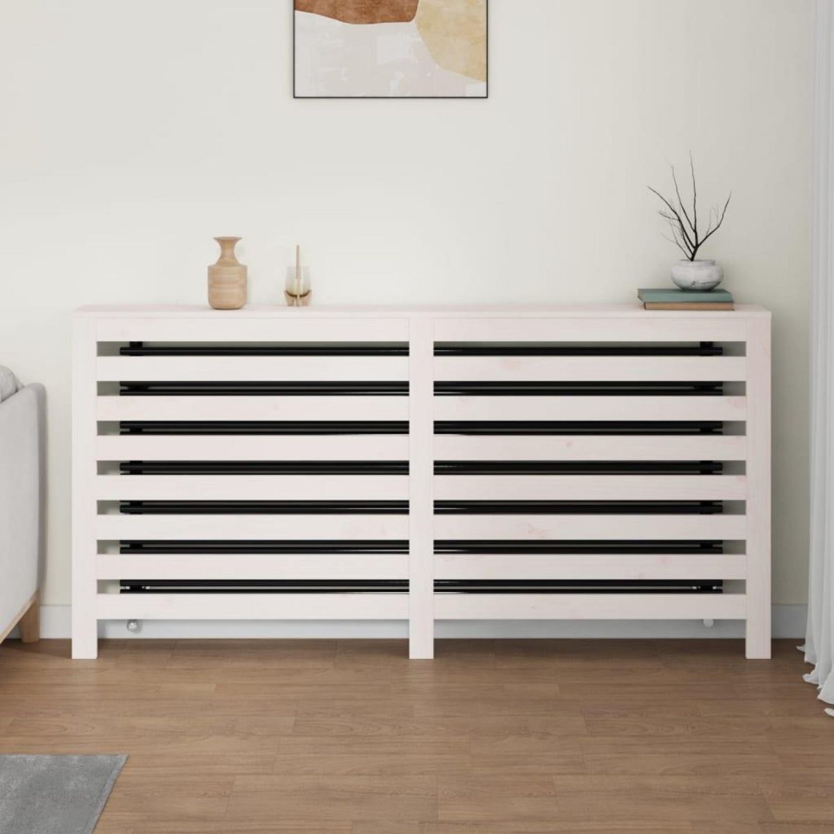 VIDAXL Cache-radiateur Blanc 169x19x84 cm Bois massif de pin