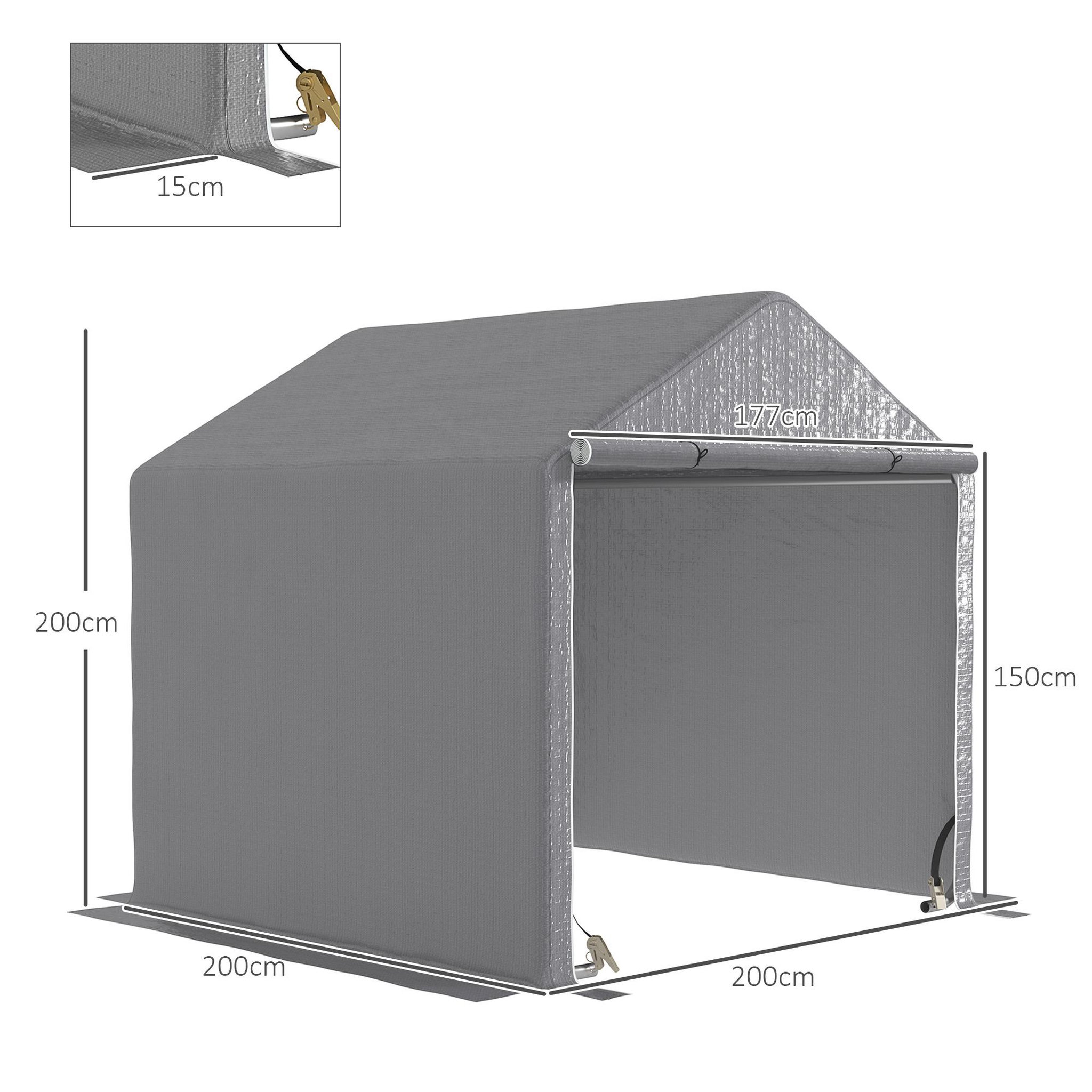 Voir la diapositive 3 : OUTSUNNY Abri de jardin rangement extérieur en PE résistant aux UV gris dim. 2L x 2l x 2H m