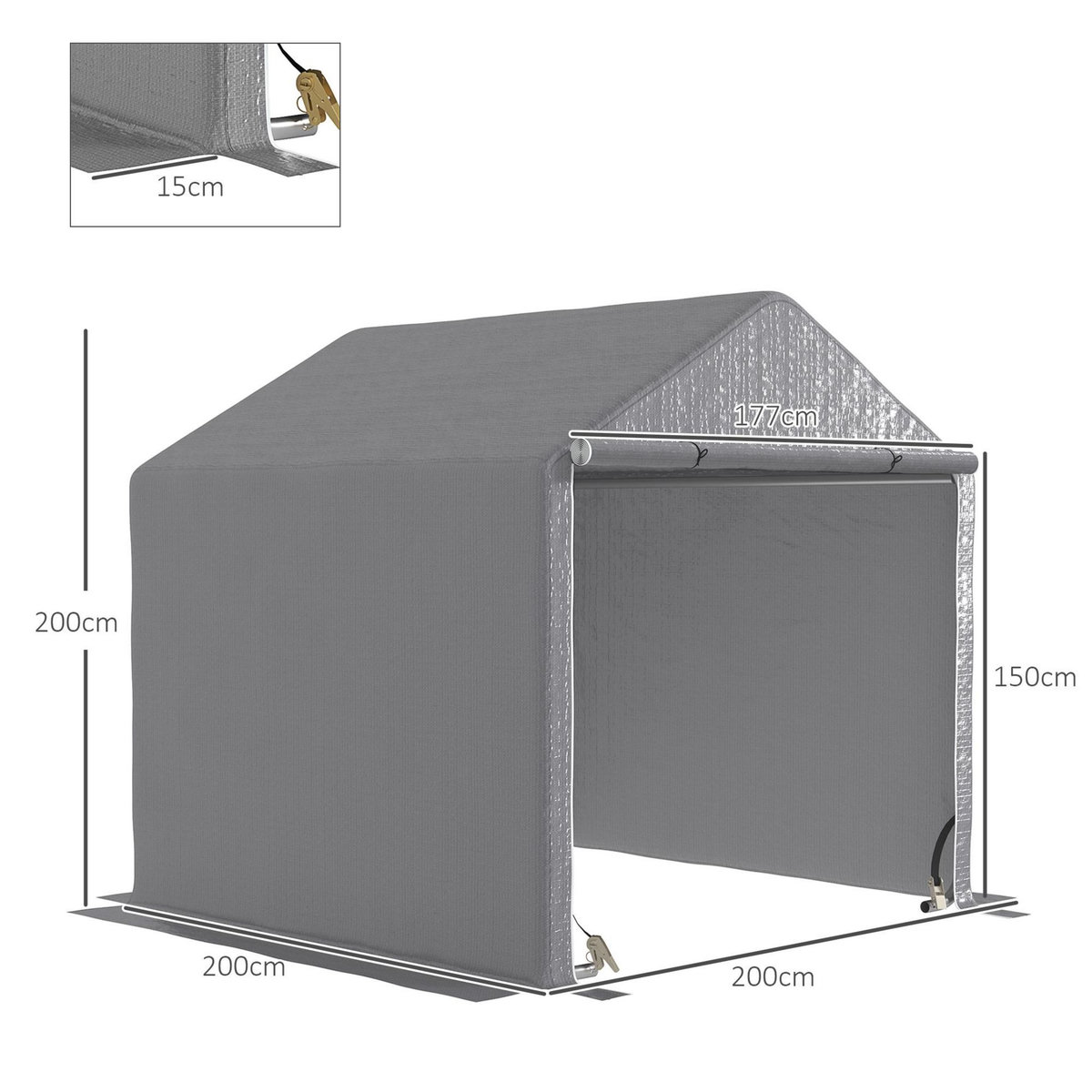 OUTSUNNY Abri de jardin rangement extérieur en PE résistant aux UV gris dim. 2L x 2l x 2H m