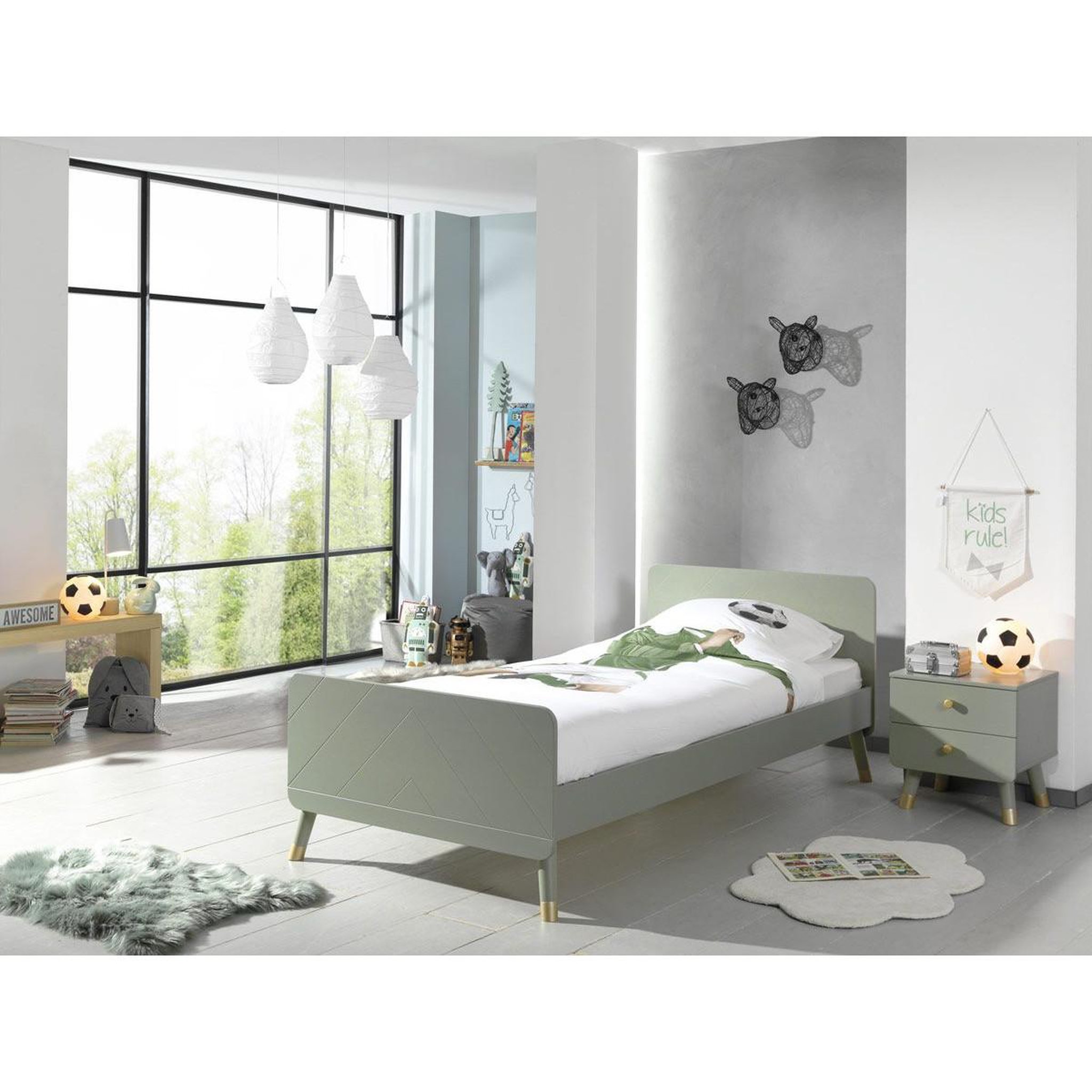 Voir la diapositive 4 : Paris Prix Pack - Lit Enfant & Chevet  Billy  90x200cm Vert