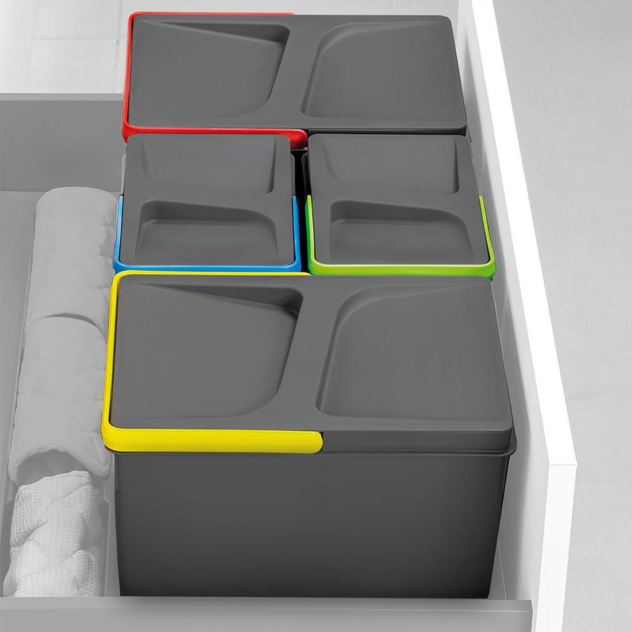 EMUCA SRL Poubelles pour tiroir de cuisine Recycle, Hauteur 266, 2 x 7 litres, gris