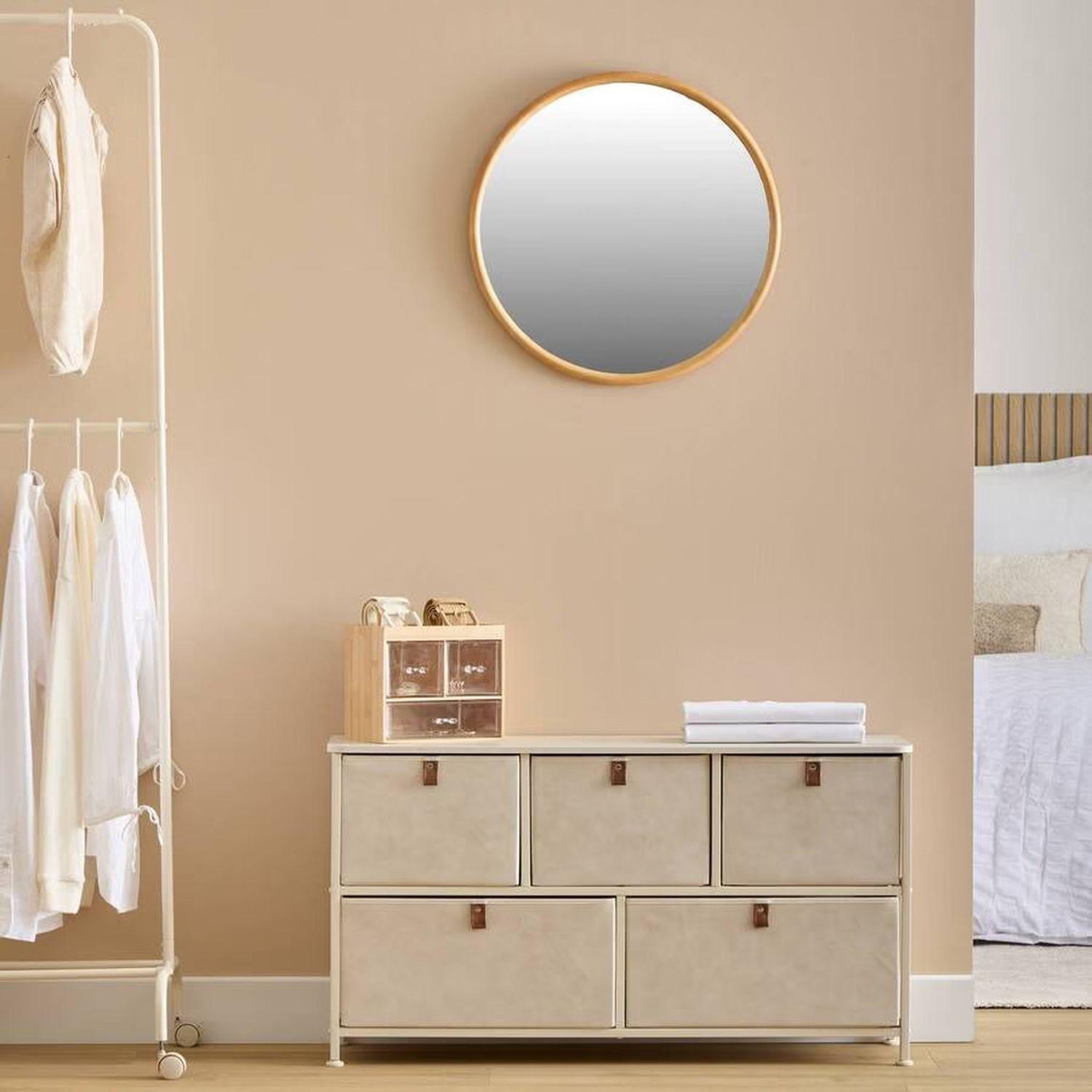 Voir la diapositive 2 : FIVE Commode basse 5 tiroirs tissa - beige