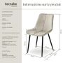 Voir la diapositive 6 : tectake Lot de chaises rembourrées aspect velours crème Lot de 6
