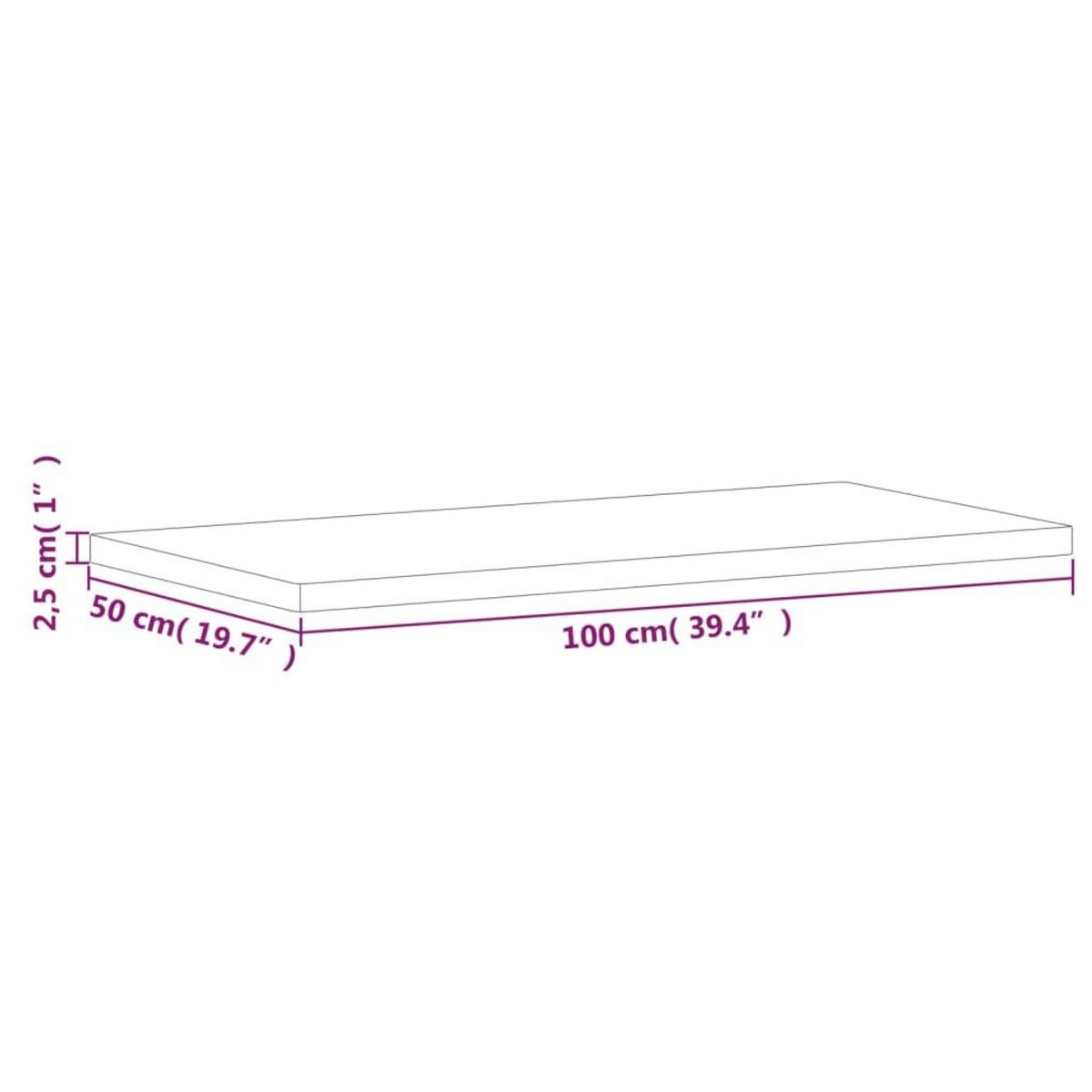 VIDAXL Dessus de table 100x50x2,5cm rectangulaire bois massif de hetre