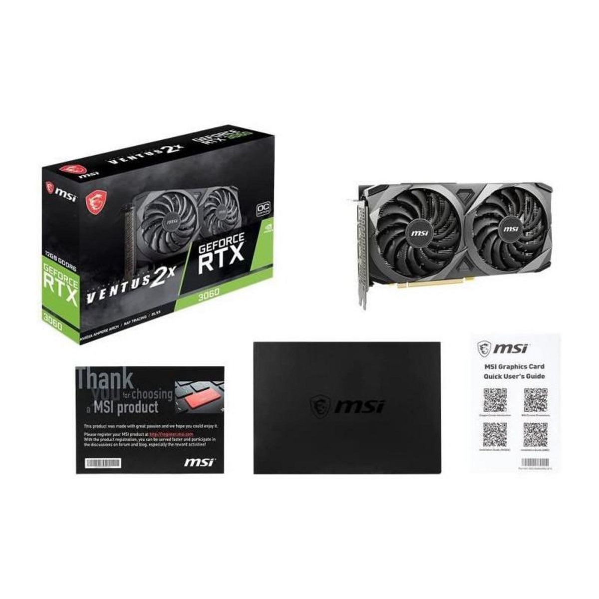 MSI MSI - Carte graphique RTX 3060 VENTUS 2X OC - 12 Go 912-V397-039 - LHR