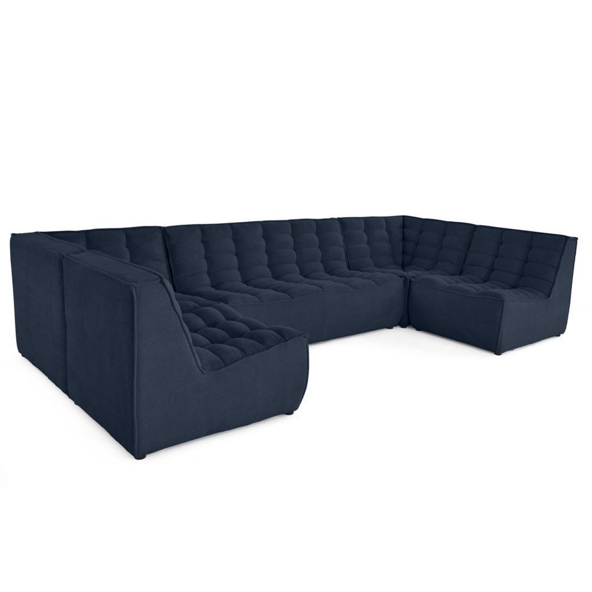 LISA DESIGN Ellie - canapé modulable panoramique 7 places en velours texturé