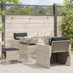 VIDAXL Salon de jardin 4 pcs avec coussins gris clair resine tressee