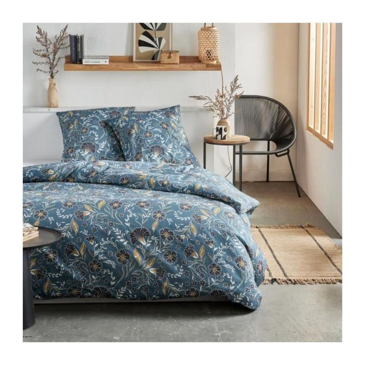 Today Parure de lit - TODAY Crazy - Imprimé Floral - 2 personnes - 220 x 240 cm - Bleu