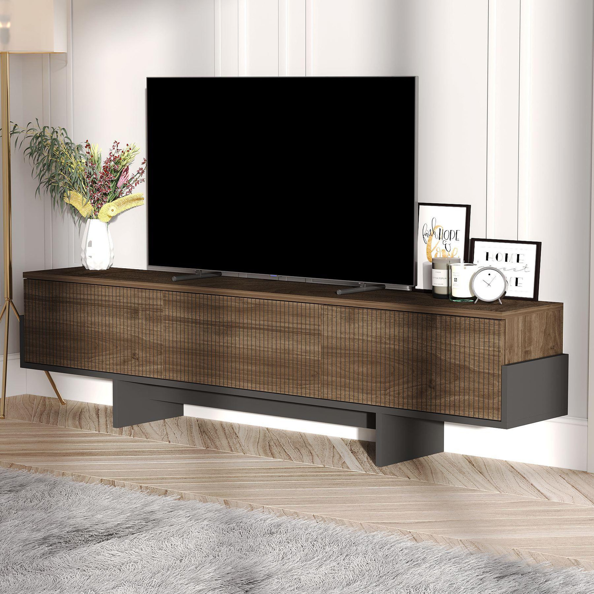 Voir la diapositive 4 : Habitat et Jardin Meuble tv en bois  hege  - 180 x 30 x 44 cm - noir