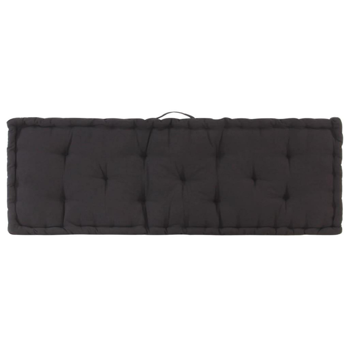 VIDAXL Coussin de plancher de palette Coton 120x40x7 cm Noir