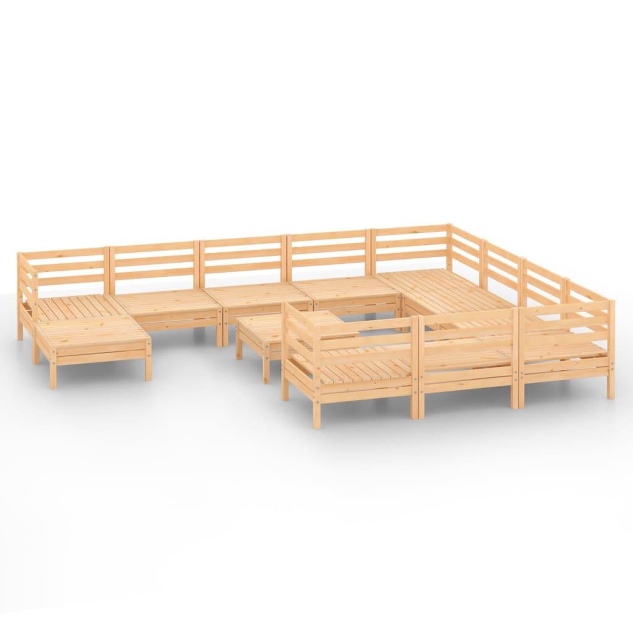 Voir la diapositive 2 : VIDAXL Salon de jardin 12 pcs Bois de pin massif