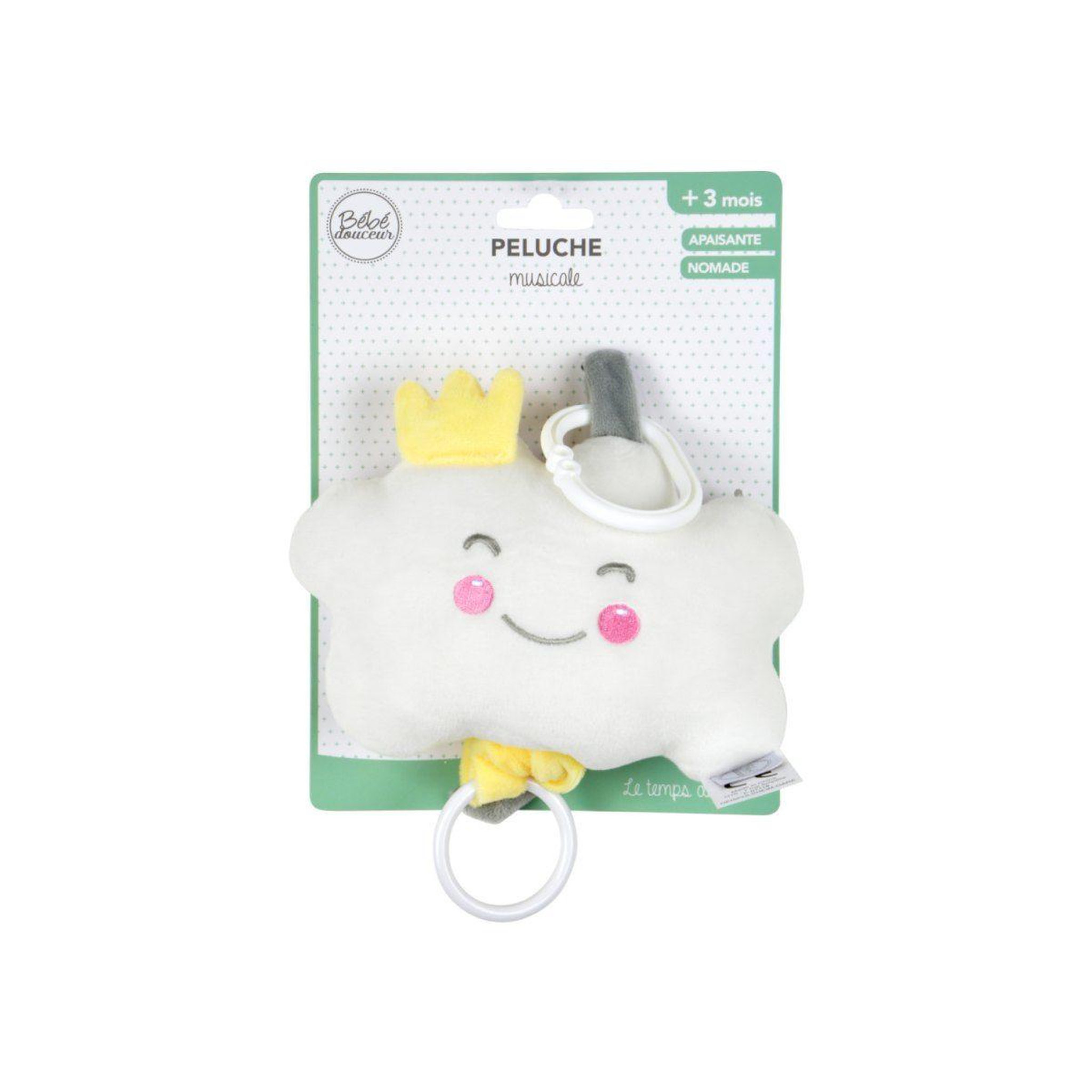 Voir la diapositive 2 : BEBE DOUCEUR Peluche musicale nuage  essen'ciel  18cm blanc