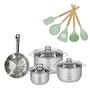 Voir la diapositive 1 : Fackelmann Lot Poêle 20 cm et 3 Faitouts 16/20/24cm Fackelmann Etherna avec 5 ustensiles Fackelmann OCEAN