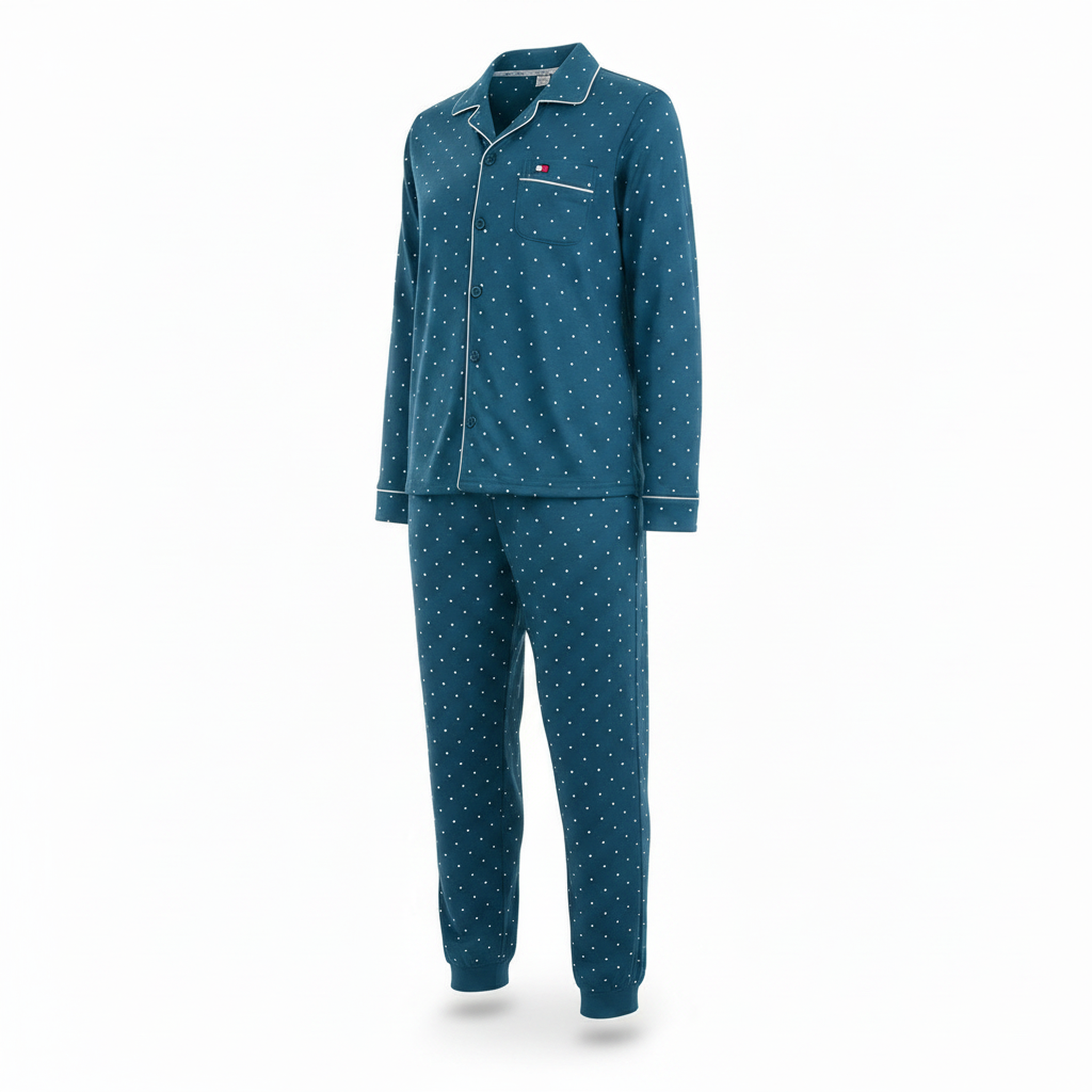 Voir la diapositive 1 : OZABI Ozabi ensemble pyjama homme doublé polaire boutonné petits pois