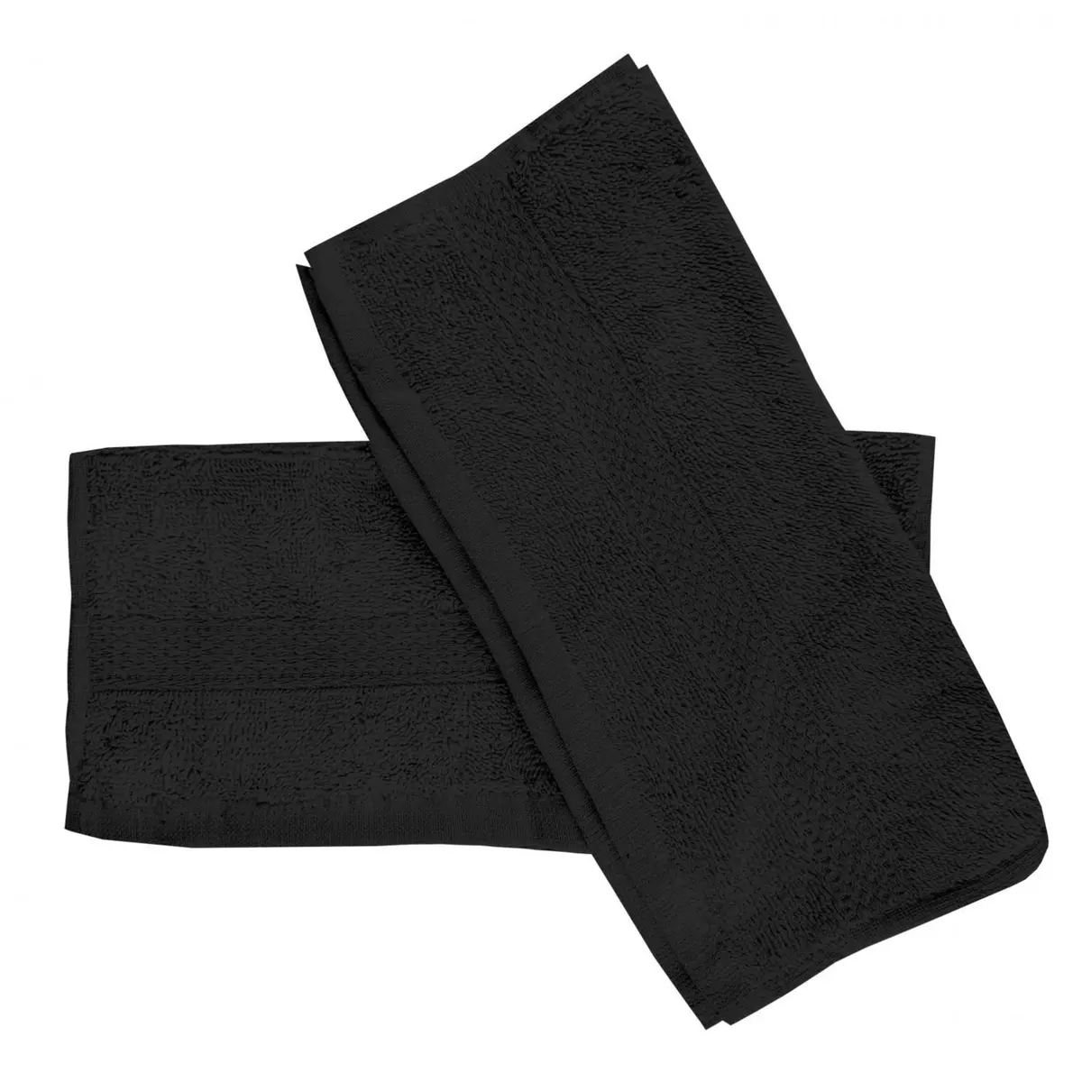SOLEIL D'OCRE Lot de 2 serviettes invités en coton 500 gr/m2 30x40 cm LAGUNE noir, par Soleil d'ocre