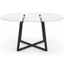 Voir la diapositive 3 : ID MARKET Table à manger extensible ronde SELMA 4-8 personnes noir et plateau marbre blanc ALASKA 110-150 cm