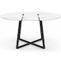 Voir la diapositive 3 : ID MARKET Table à manger extensible ronde SELMA 4-8 personnes noir et plateau marbre blanc ALASKA 110 - 150 cm