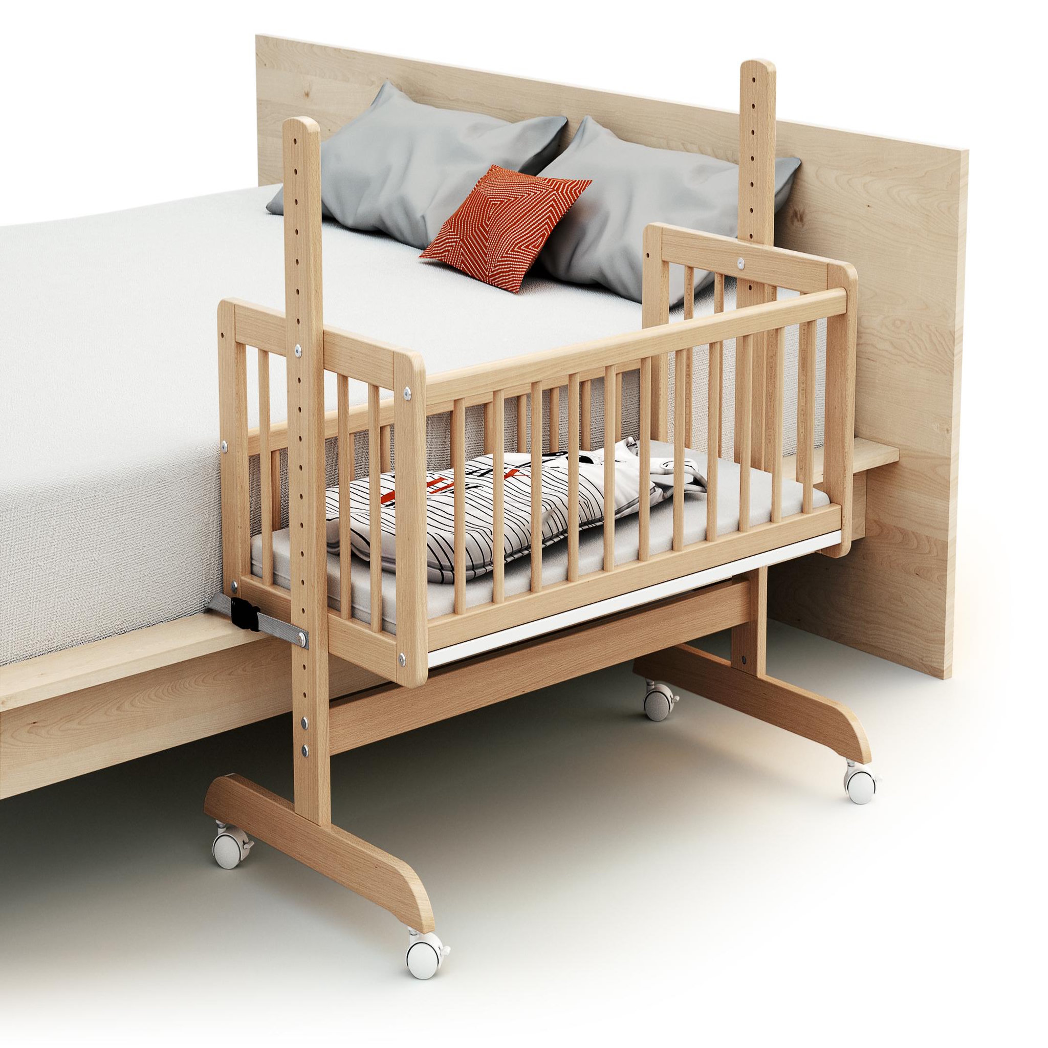 Voir la diapositive 2 : AT4 Berceau cododo évolutif ESSENTIEL en bois