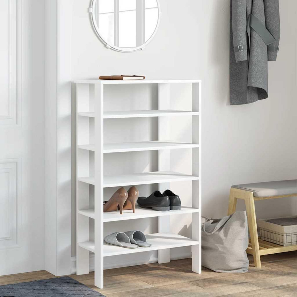 VIDAXL Etagere a chaussures blanc 61x32x105 cm bois d'ingenierie