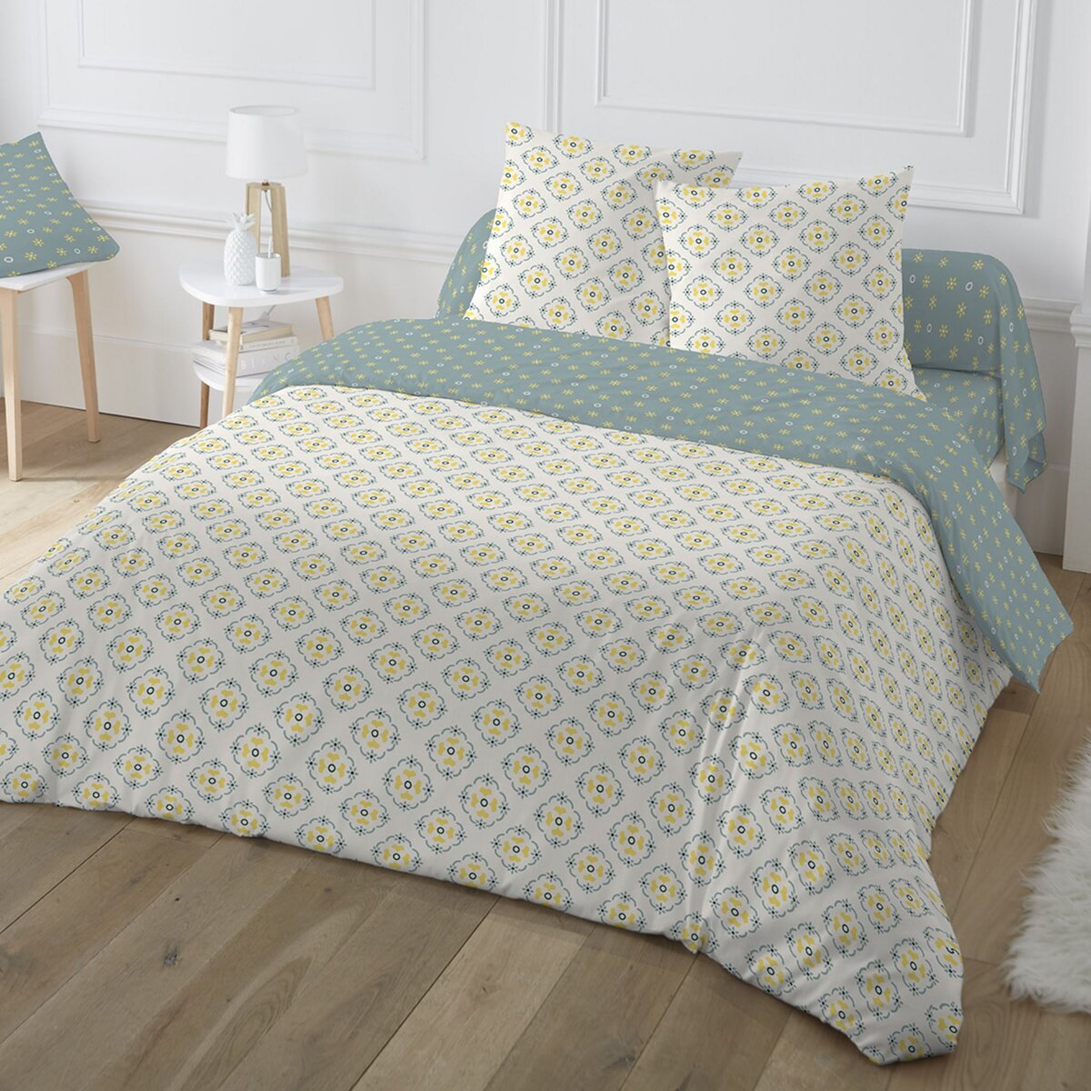 Parure housse de couette en coton 51 fils motifs mosaïque CREALA