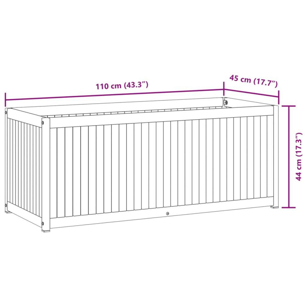 VIDAXL Jardiniere 110x45x44 cm bois massif d'acacia et acier