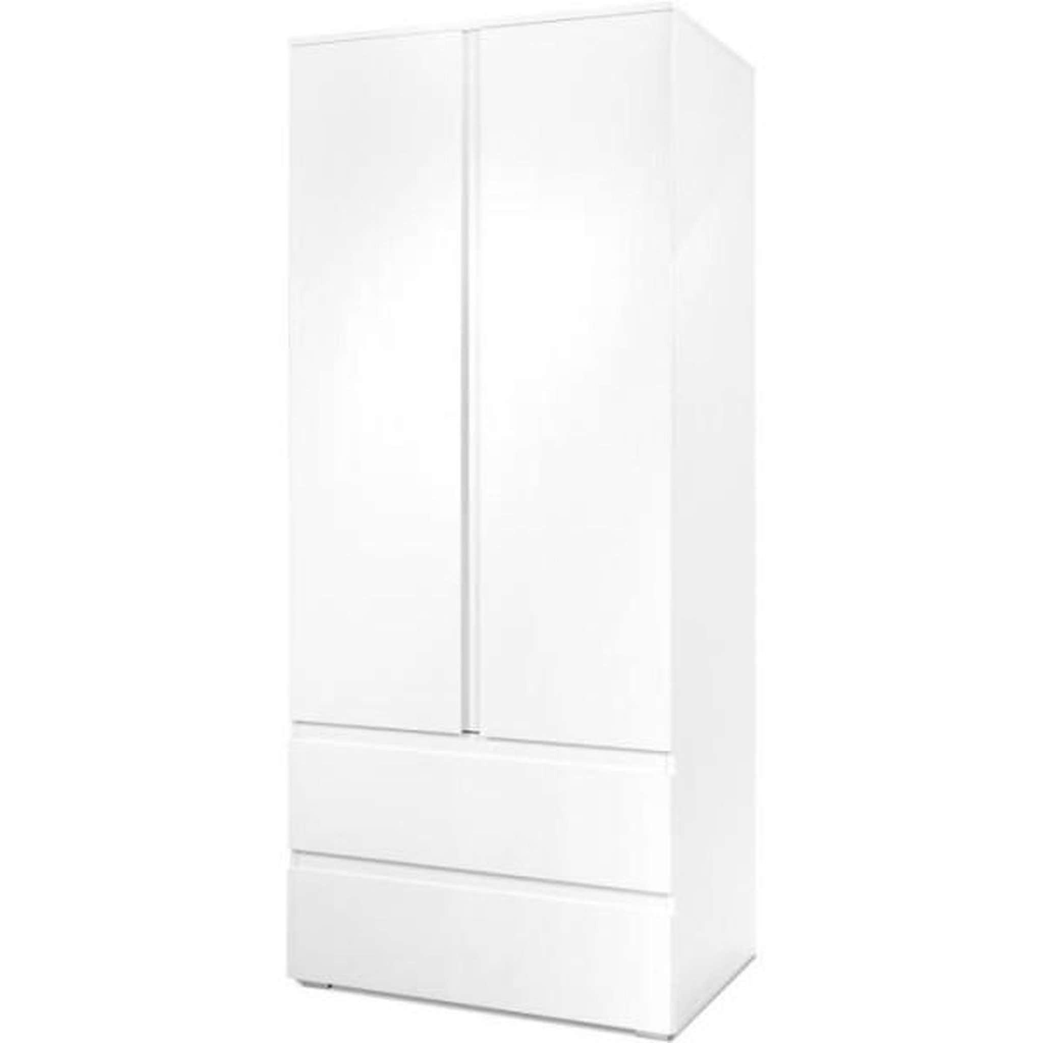 Voir la diapositive 6 : MARKET24 Armoire Image 60A - 2 portes battantes - 2 tiroirs - Blanc Mat - L80 x H191 x P55 cm