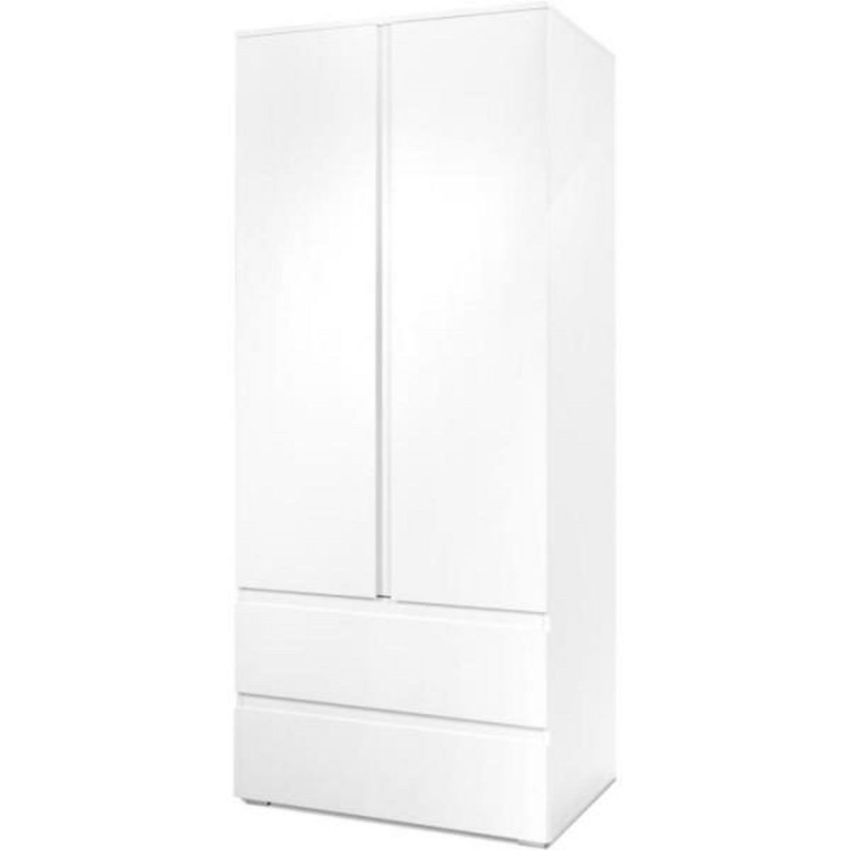 MARKET24 Armoire Image 60A - 2 portes battantes - 2 tiroirs - Blanc Mat - L80 x H191 x P55 cm