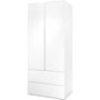 Voir la diapositive 6 : MARKET24 Armoire Image 60A - 2 portes battantes - 2 tiroirs - Blanc Mat - L80 x H191 x P55 cm