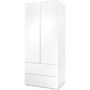 Voir la diapositive 6 : MARKET24 Armoire Image 60A - 2 portes battantes - 2 tiroirs - Blanc Mat - L80 x H191 x P55 cm