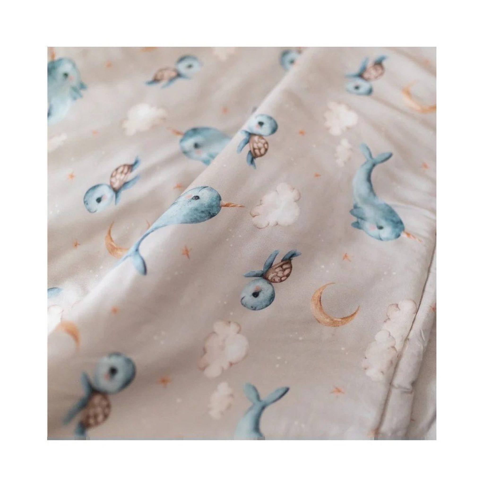 Voir la diapositive 3 : WALDIN Couette bébé 75 × 75 cm - motif baleine, beige foncé