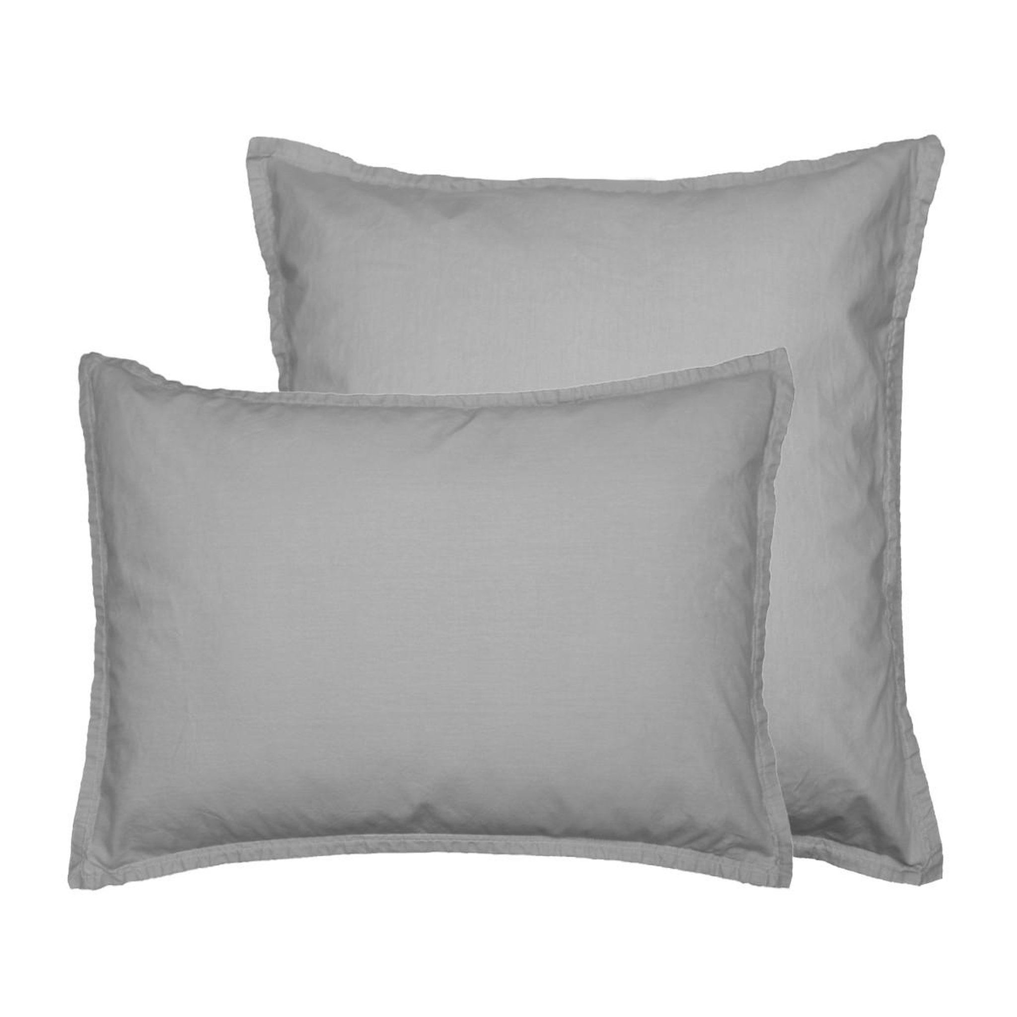 Sensei Maison Lot de 2 taies d'oreiller en coton lavé biologique ORGANIKA. Coloris disponibles : Blanc, Beige, Gris