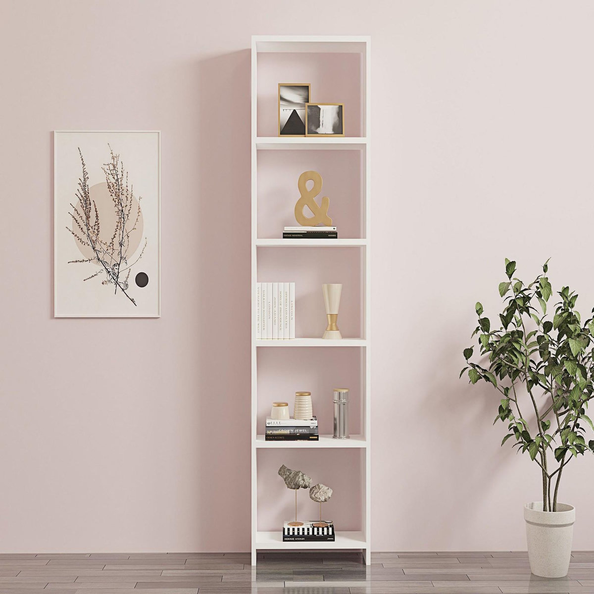 Habitat et Jardin Bibliothèque en bois  New  - 50 x 19 x 160 cm - Blanc