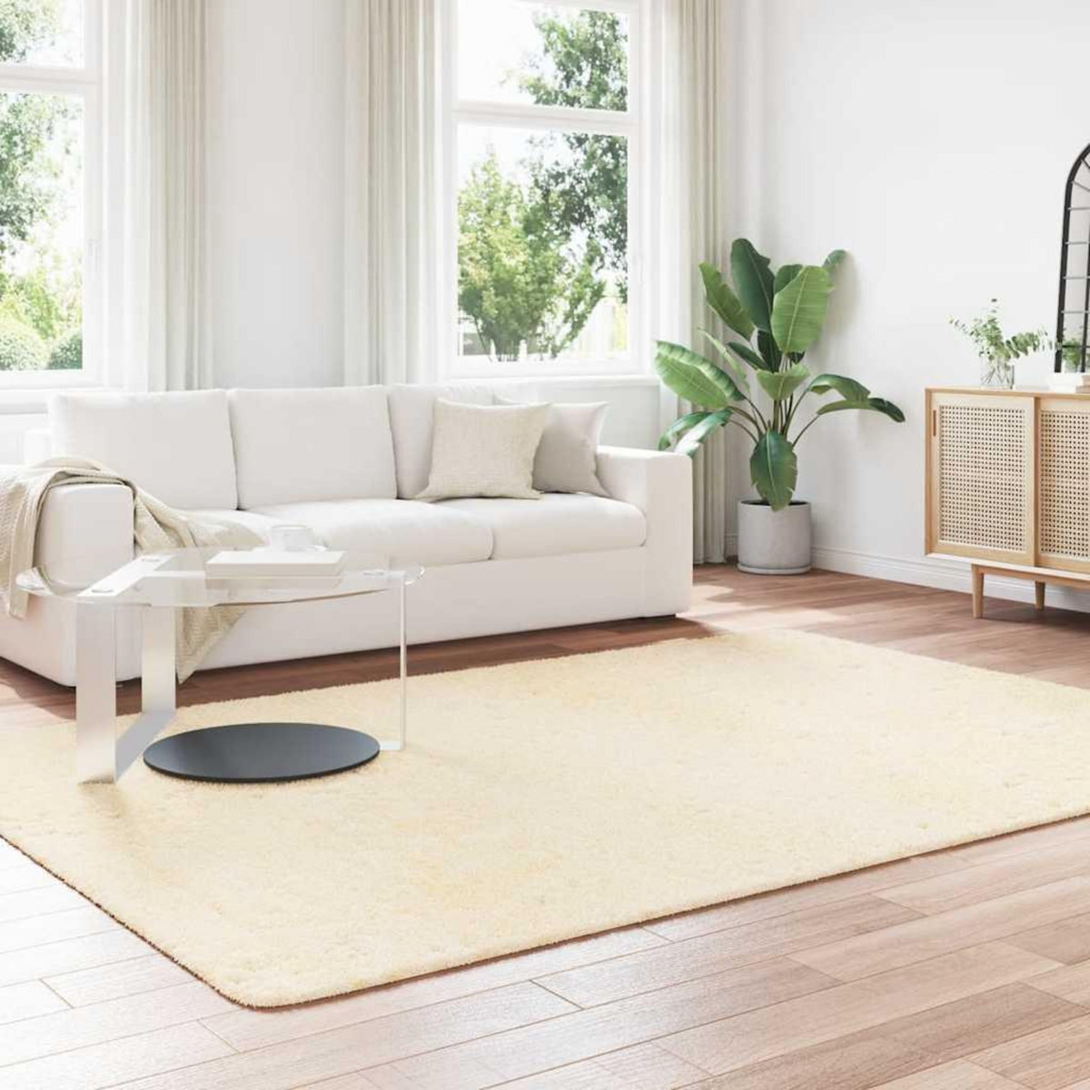 VIDAXL Tapis Shaggy a poils longs NAVARRA creme 200x290 cm polyester